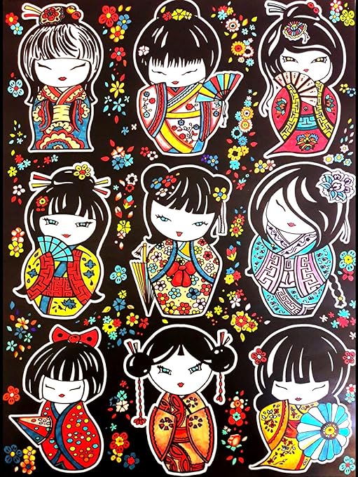 muñecas japonesas para dibujar