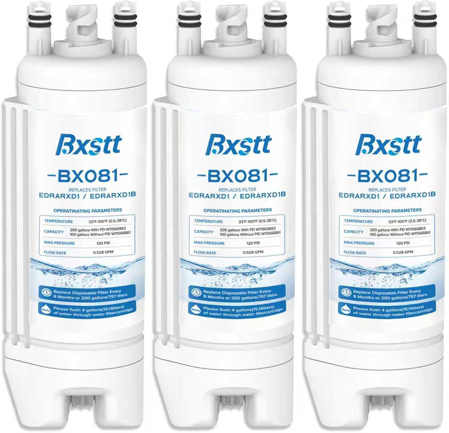 BXSTT EDRARXD1 Water Filter Replacement, Compatible with Whirlpool EDRARXD1, Everydrop Filter A, EDRARXD1B,Packs Of 3