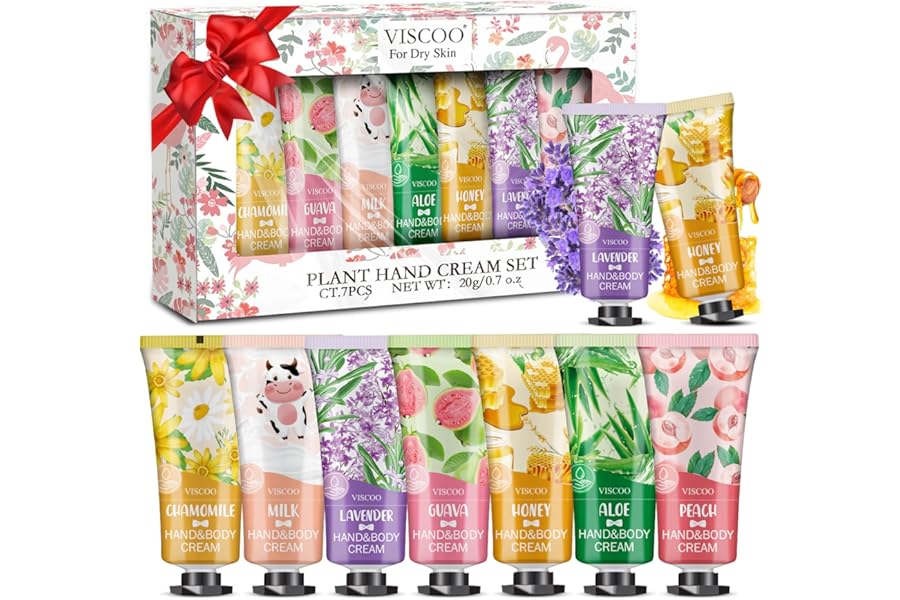 VISCOO 7 Pack Hand Cream Gifts Set for Women,Stocking Stuffers for Women,Teengirls,Christmas Gifts Bulk Gifts,Small Gifts,Mini Moisturizing Hand Lotion Travel Size in Bulk for Dry Cracked Hands