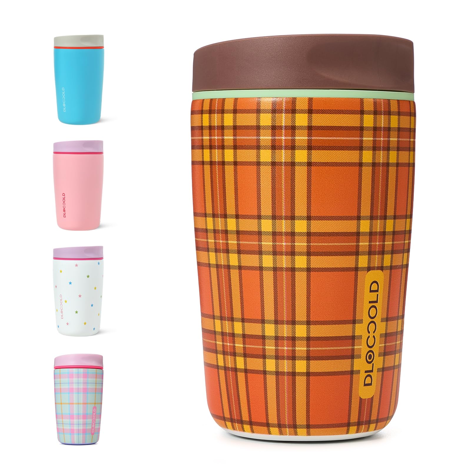 DLOCCOLD Insulated Stainless Steel Coffee Tumbler with Spill Resistant Lid, Reusable Iced Coffee Cup, Cup Holder Friendly Travel Coffee Mug, 12oz
