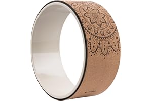 Navaris Cork Yoga Wheel - Prop for Stretching, Flexibility, Back Bends - Helps Deepen Poses and Stretch Back, Shoulders, Chest - 13" (33cm) Diameter