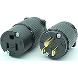 Journeyman-Pro 515PC Plug & Connector Set 15 Amp 120-125 Volt, NEMA 5-15P + 5-15C, 2Pole 3Wire, Straight Blade, Male & Female Replacement Cord End, Commercial Grade PVC Black (1)