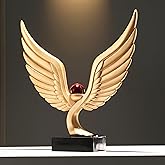 Abstract Eagle with Crystal Ball Statue Resin Art Sculpture Frgurines Gift for Home Decor Office Living Room Desktop Display Decorative Decoration (Gold)