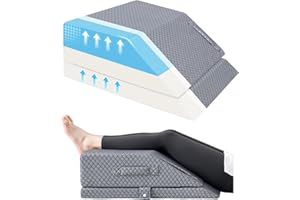 Wellsin 2 Height Adjustable Wedge Leg Pillow for Elevation, Memory Foam Leg Elevation Pillows for Swelling with 3 Handles and Washable Cover