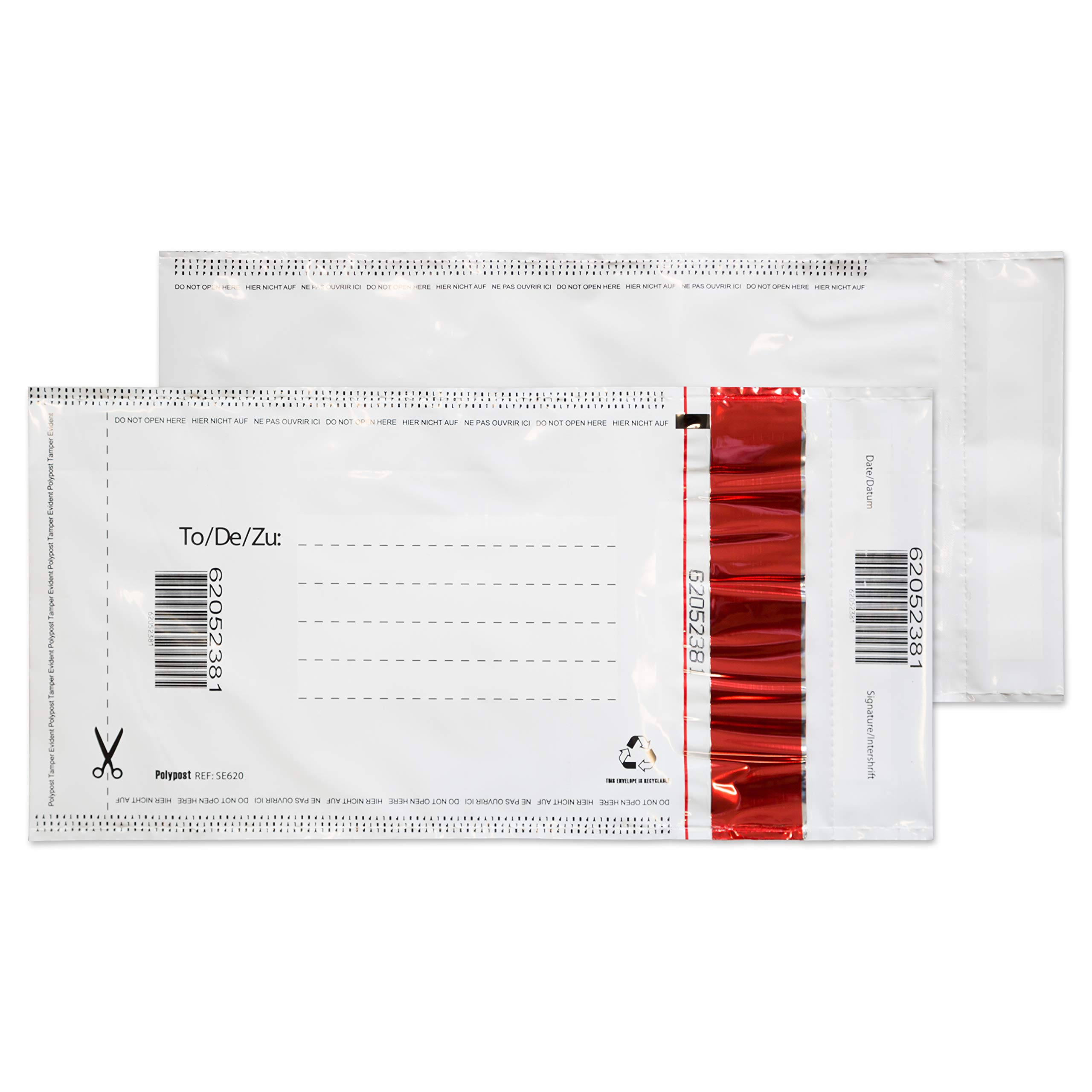 Blake Purely Packaging 240 x 135 mm Polypost Security Peel & Seal Polythene Pocket Envelopes (SE620/5 PR) White - Pack of 5