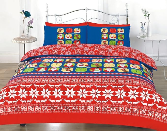 Bedding 3pcs christmas MERRY CHRISTMAS DUVET COVER SET SINGLE BED: Amazon.co.uk: Kitchen & Home