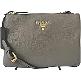 Prada Dove Gray Vitello Phenix Designer Crossbody Bag for Women 1BH046