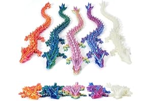 SHUWND 5pc 3D Printed Dragon Fidget Toy, Full Articulated Dragon Crystal Dragon Toy,Home Office Decor Executive Desk Toys,Kindergarten Graduation Gifts (5PC-1)