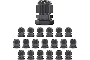 MGI SpeedWare 1/2" NPT Strain Relief Nylon Cord Grip Cable Glands, Black Plastic Grommet 20-Pack