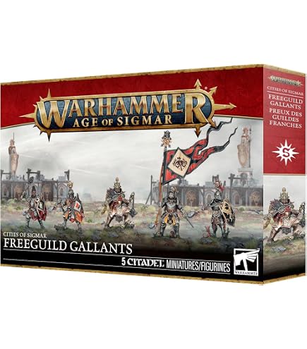 Games Workshop Cities Of Sigmar - Freeguild Fusiliers - 10 Figurines + écuyer - Warhammer Age Of Sigmar - À Peindre Et Assembler