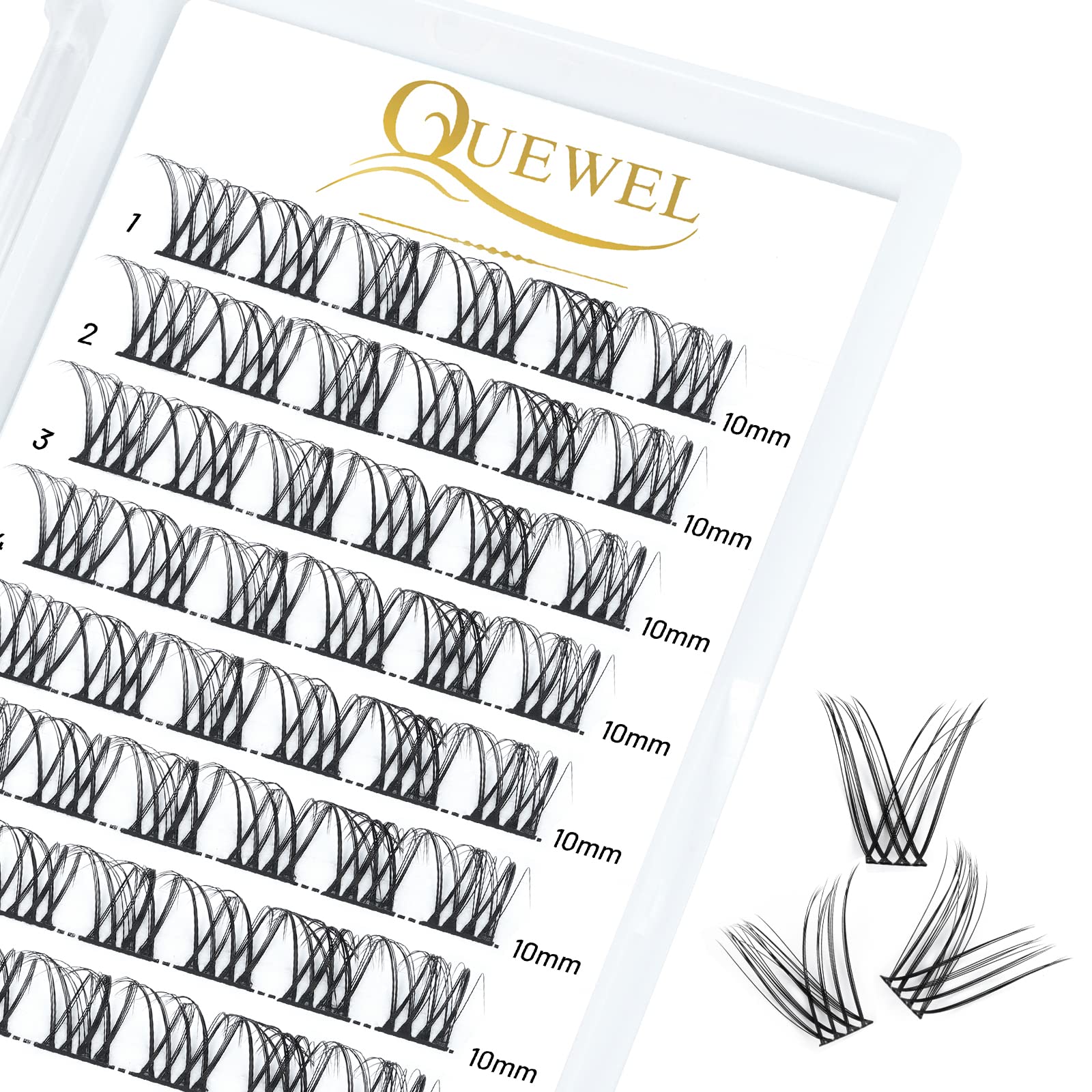 QUEWEL Individual Lashes DIY Cluster Lashes Individual Volume False Eyelashes Soft & Light Segmented Eyelashes For Makeup Home Use(Honey02-C-10mm) — image 1