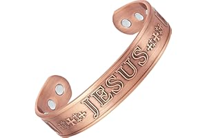 Willis Judd JESUS Men's Pure Copper Magnetic Adjustable Bracelet Bangle