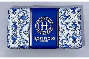 H₂O PIFICIO FIRENZE Luxury Bar Soap, Blue and White Tile Design, Italian Artisan Collection 7.0 Oz X2 (200 Gx 2) pack of 2
