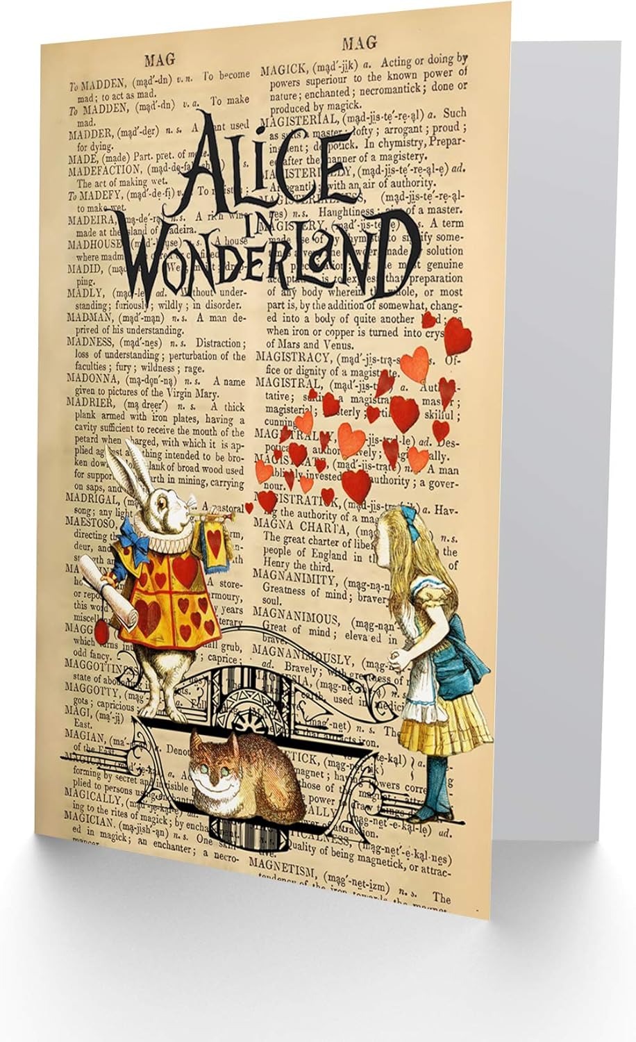 Wee Blue Coo GREETINGS CARD BIRTHDAY GIFT UPCYCLE DICTIONARY ALICE WONDERLAND COLLAGE, Single Card, 17.5 x 12.5 cm - Image 3