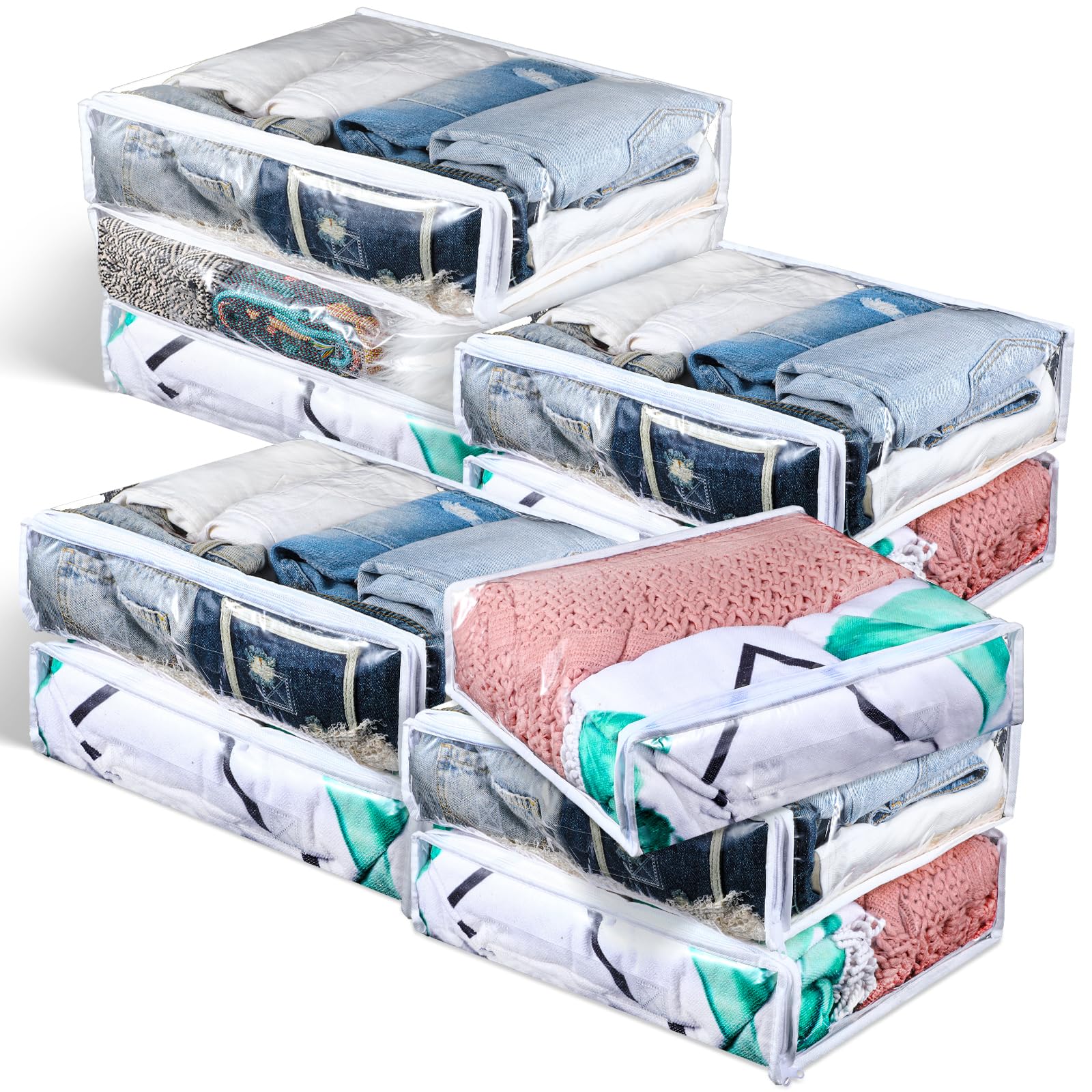 Photo 1 of 10 Pack Clear Storage Bags with Zipper Large Plastic Zippered Storage Bags for Blankets Clothes Sweaters Pillow Bed Sheet Storage Organizers 16 x 14 x 4 Inch