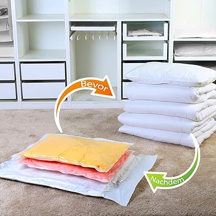 6X Vakuumbeutel Kleidung XXL für Bettdecken Bettwäsche Groß Aufbewahrungsbeutel Staubsauger Vacuum Vakuum Reise Kleiderbeutel