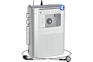 Gracioso Bluetooth Cassette Player Recorder with Bluetooth Transmitter, AM FM Cassette Player with Big Speaker,3.5mm Headphone Jack,Microphone Jack, 2*AA Battery Opearated for Home