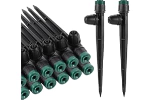 FOGWOWO 80Pcs Drip Irrigation Emitters Sprayers for 1/4" Tubing, Adjustable 360 Degree Water Flow Sprayers on 5.5" Arrow Stake for Garden Irrigation Watering System