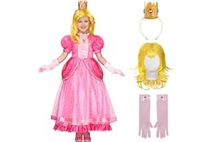Spooktacular Creations Halloween Princess Dress Up for Girls, Kids Pink Peach Princess Dress, Crown Costume Set for Cosplay