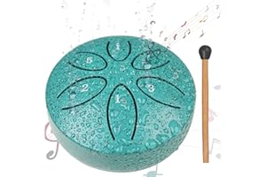 Bigwaves Rain Drum for Outside Garden when it rains - Enhanced 3-Inch, 6-Note Steel Tongue Drum Rain Chime, Perfect Mini Outdoor Instrument for Rainy Days, Meditation or Yoga (Cyan)