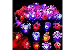 DIYASY Halloween Light Up Rings for Kids,50 Pcs LED Flashing Ring Toys for Halloween Kids Party Favors Prizes and Goodie Bag 
