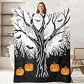 keepitcozi Halloween Themed Throw Gifts for Adult Kids, Skull Blanket for Women Men, Bat, Pumpkin and Spiderweb Decor for Home, Horror Flannel Soft Gothic Blanket for Bed Couch 50
