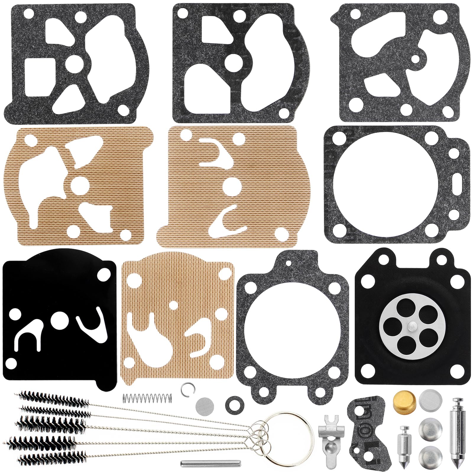 QAZAKY K20-WAT Carburetor Rebuild Kit Compatible with WA WT Series Carb K11-WAT Echo Poulan Trimmer Edger 024 026 MS240 MS230 MS250 MS260 MS270 MS290 MS390 615-463 740-00150 946-00209 123627