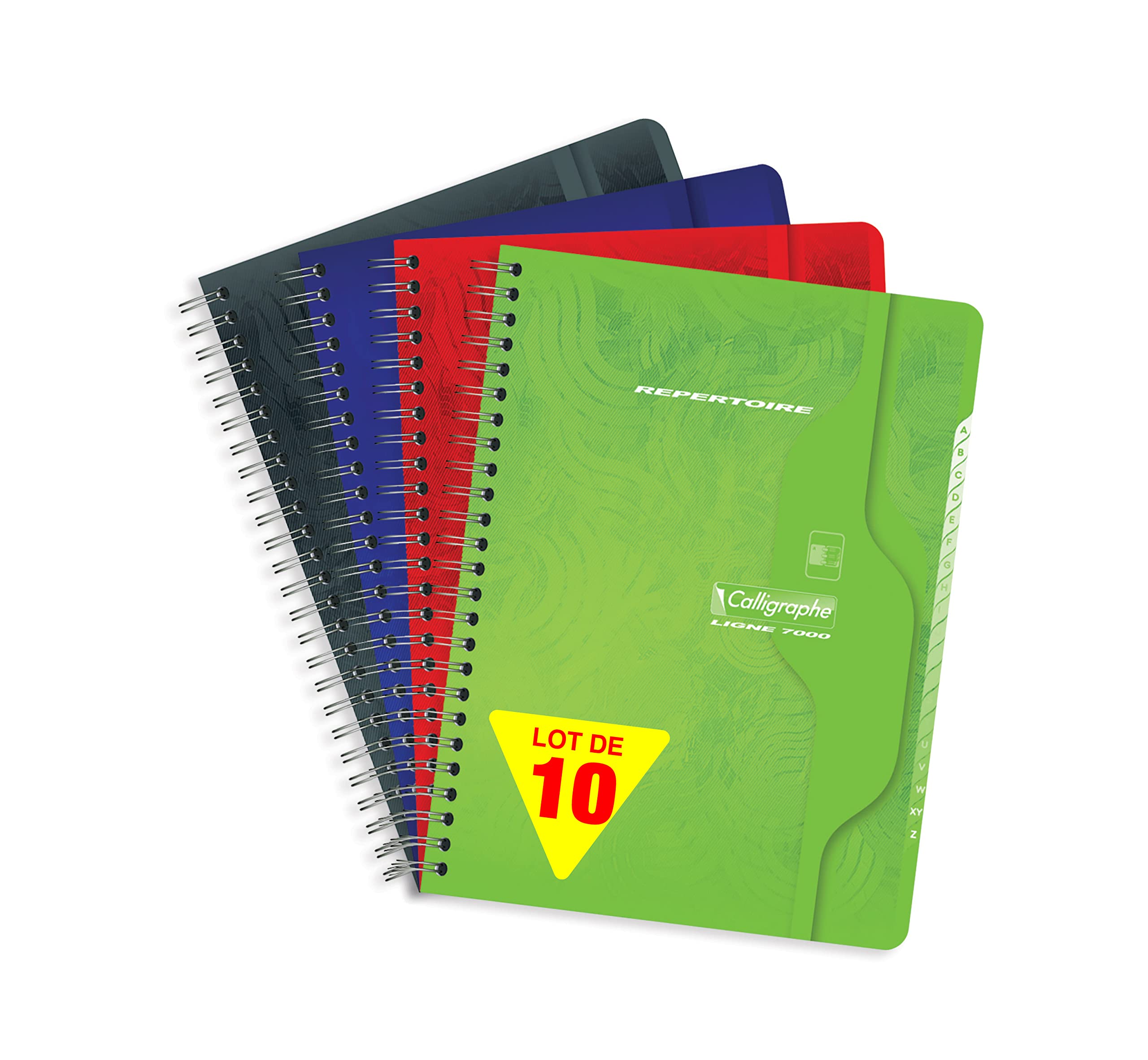 Calligraphe 257C Set of 10 Spiral Indexes (Clairefontaine) - 17x22 cm - 180 Small Squares Pages - 70 g White Paper - Varnished Card Cover - Random Colours