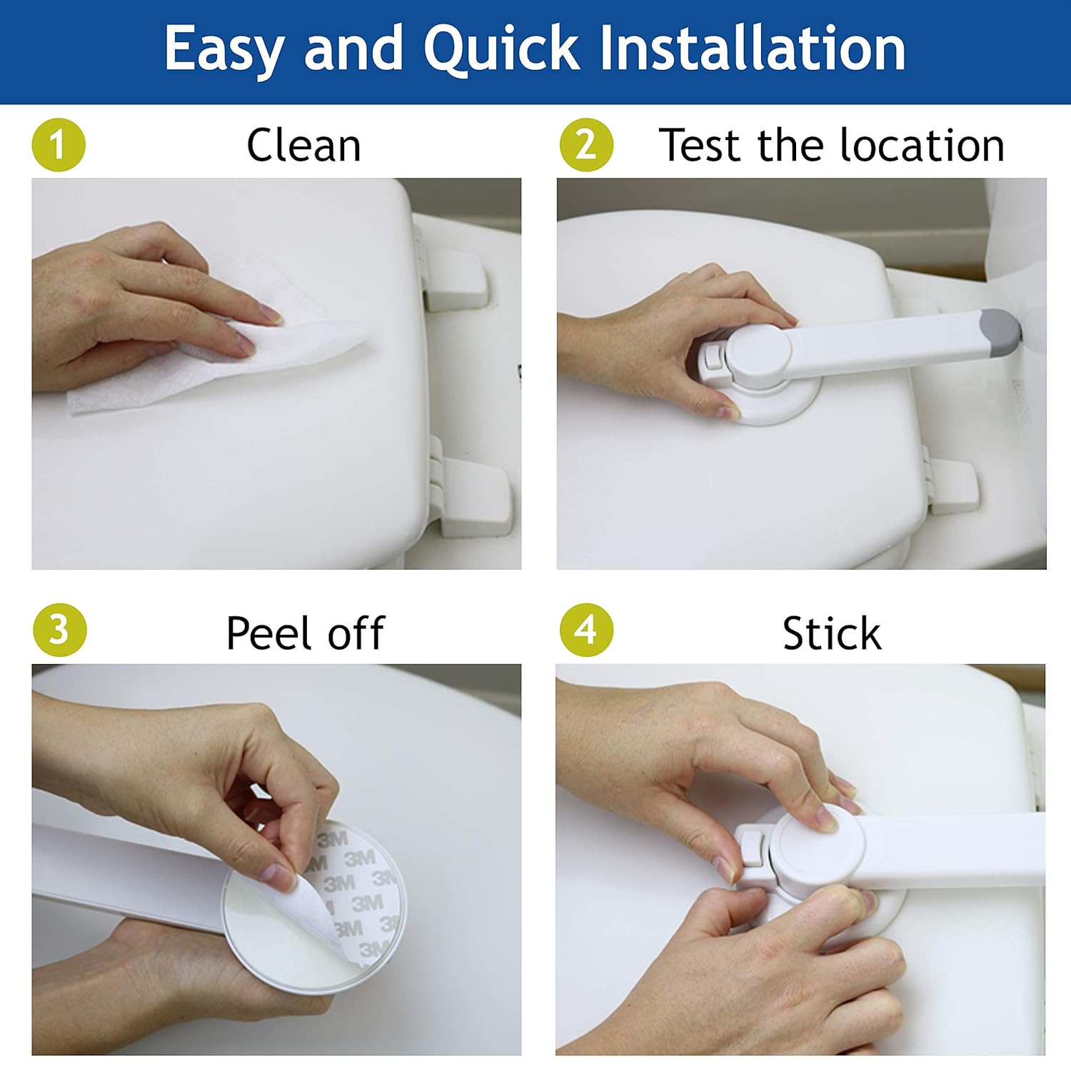 Toilet Lock Child Safety - Ideal Baby Proof Toilet Seat Lock with 3M Adhesive | Easy Installation, No Tools Needed | Fits Most Toilet Seats - White (1 Pack) : Baby