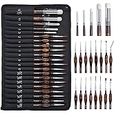 Nicpro Miniature Paint Brushes Dry Brush - 21PCS Model Paint Brush Set with Cloth Roll for Acrylic Oil Watercolor, Detail Paint Brush Drybrush for Model, Miniature Painting, Paint by Numbers, Craft