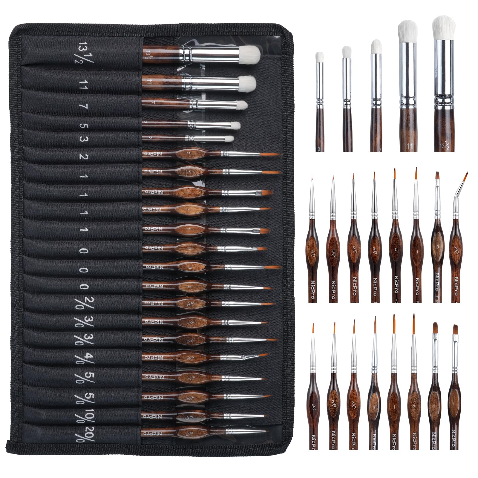 Himmlfel Miniature Paint Brush Set - 6 Premium Fine Detail Brushes For Warhammer, Citadel, Models (#00000 To #5)