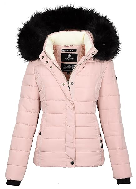 Navahoo Damen Winter Steppjacke Jacke mit abnehmbarem Fellkragen B355