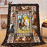 Horse Throw Blanket Horse Stuff Gifts for Kids Girls Boys Adults Women Men Soft Cozy Warm Plush Fluffy Fuzzy Fleece Blanket Decor 40''X50''