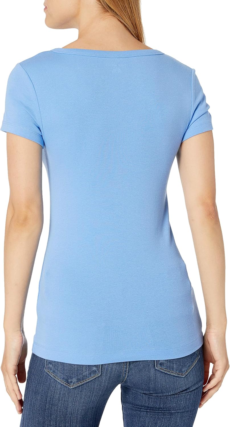  Essentials Women's 2-Pack Slim-Fit Cap-Sleeve Scoopneck T-Shirt: Clothing