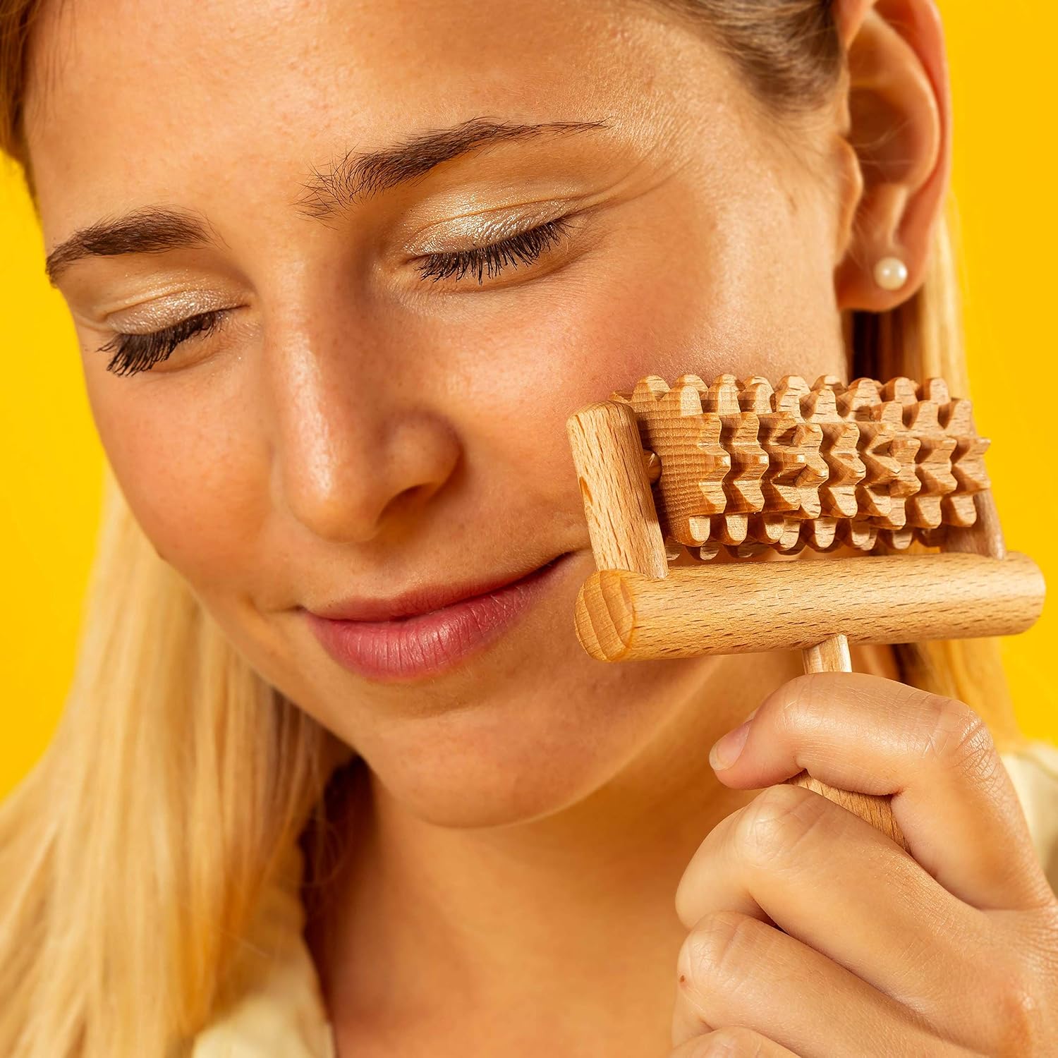 Tuuli Accessories Set of 2 Face Massage Roller Tool Head Massager Maderotherapy Wooden, Brown, 2-teiliges Set - Image 3