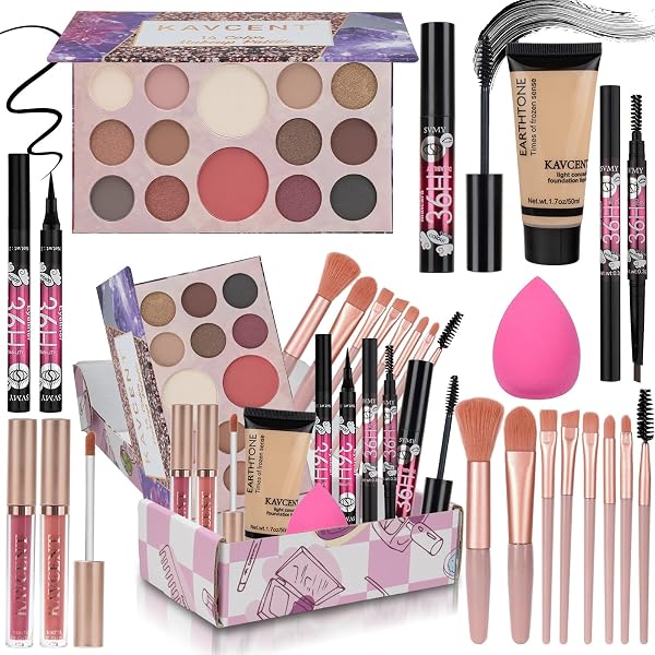 Moobirlet Make-up-Set Für Damen & Teens – Inkl. Lidschatten, Lipgloss, Lippenstift & Pinsel (komplettes Kosmetik-Set)