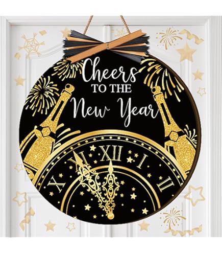 Amazon.com: 11.8 Inch Happy New Year Door Sign with Bow Rustic