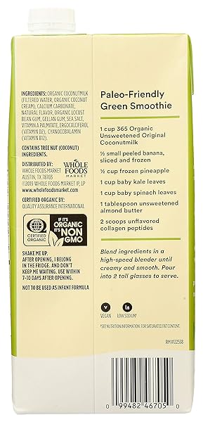 365 BY WHOLE FOODS MARKET, ORGANIC UNSWEET ORIGINAL COCONUT MILK, 32 FL OZ