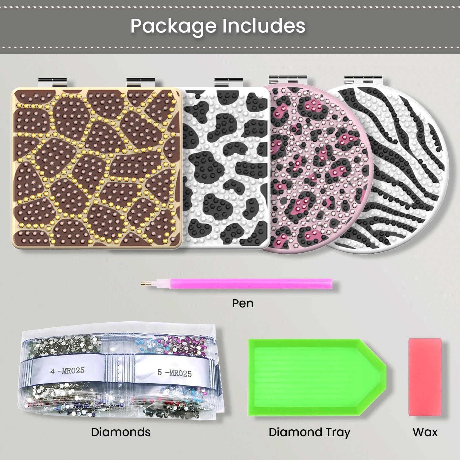 40 discount on LZC LADYS GIFT 4 PCS Diamod Painting Compact Mirror DIY