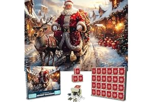 VAWCORNIC 2024 Advent Calendar Jigsaw Puzzles for Kids Adults, 24 Box 1008 Pieces Christmas Santa Claus Puzzle Countdown Calendar, Funny Christmas Game Gift Wall Decor, 20.5 x 29.6 inches
