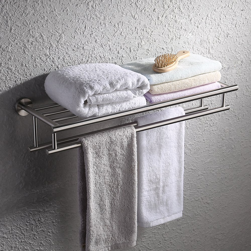 KES Large Towel Rack, Towel Shelf with Two Bar (24 Inch Stainless Steel