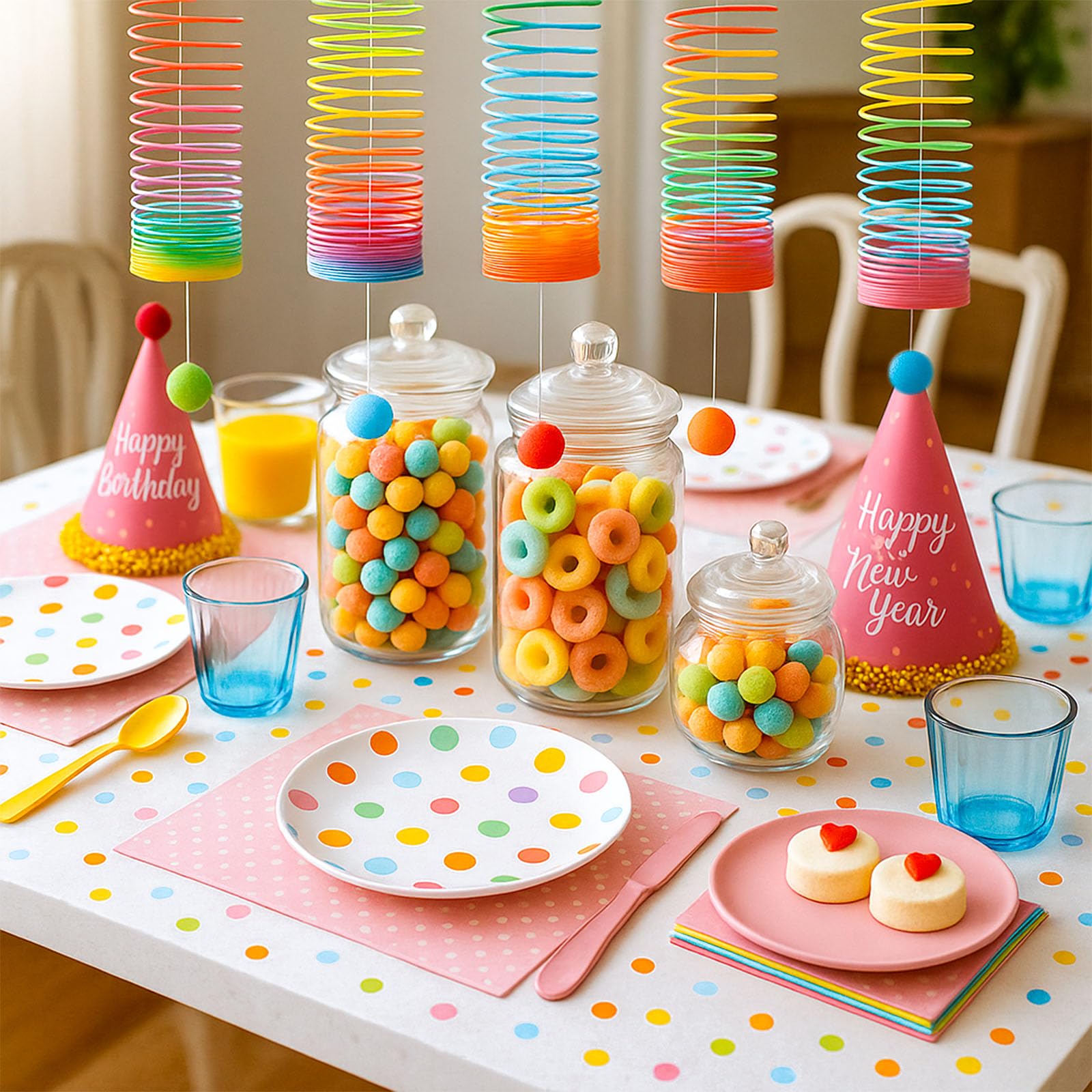JOHOUSE Rainbow Magic Spring Party Favors for Kids, 12 PCS Colorful Plastic Spring Toy, Treasure Box Toys for Classroom, Fun Goodie Bags Stuffers for Kids Birthday