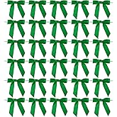 AIMUDI Emerald Green Satin Bows - 50 Count, Perfect for Holidays & Special Occasions - 2.5" Pre-Tied Mini Bows with Twist Ties
