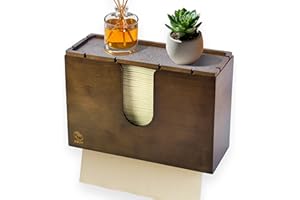 eBun Bamboo C Fold Paper Towel Dispenser – Wall Mount & Countertop Napkin Holder for Multifold, Z-Fold Styles, Modern Farmhouse Paper Towel Holder for Bathroom, Kitchen, Office & Commercial Use, Brown