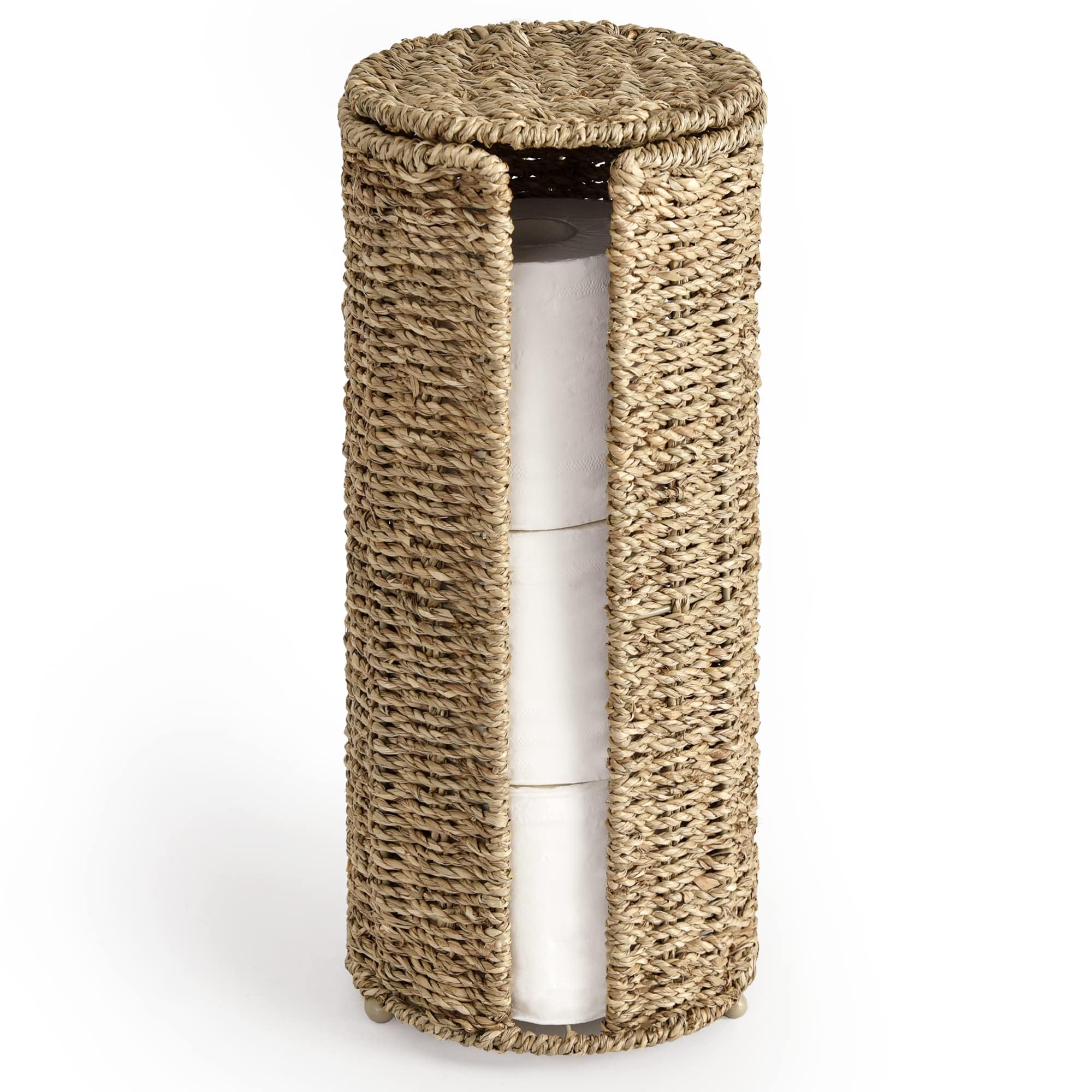 Photo 1 of StorageWorks Seagrass Free Standing Toilet Paper Holder, 3 Rolls of Toilet Tissue Storage, Toilet Paper Holder Storage for Bathroom