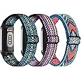 3-Pack Elastic Nylon & Slim Silicone Bands Compatible with Fitbit Charge 6/ Charge 5, Adjustable Breathable Replacement Stretchy Nylon Loop & Lace Silicone Wristband Sport Strap for Women Men
