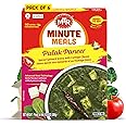 MTR - Minute Meals: Palak Paneer - Spiced Spinach Gravy with Cottage Cheese - Tasty Indian Meal with No Added Preservatives - A Quick Meal Suitable for Vegetarians, Ready in Minutes! (Pack of 6)