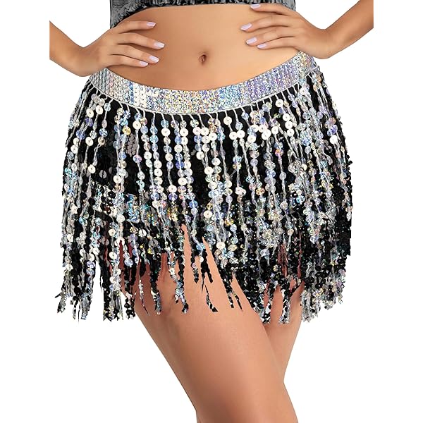 Nicute Large Sequin Skirt Sparkly Belly Dance Skirt Mermaid