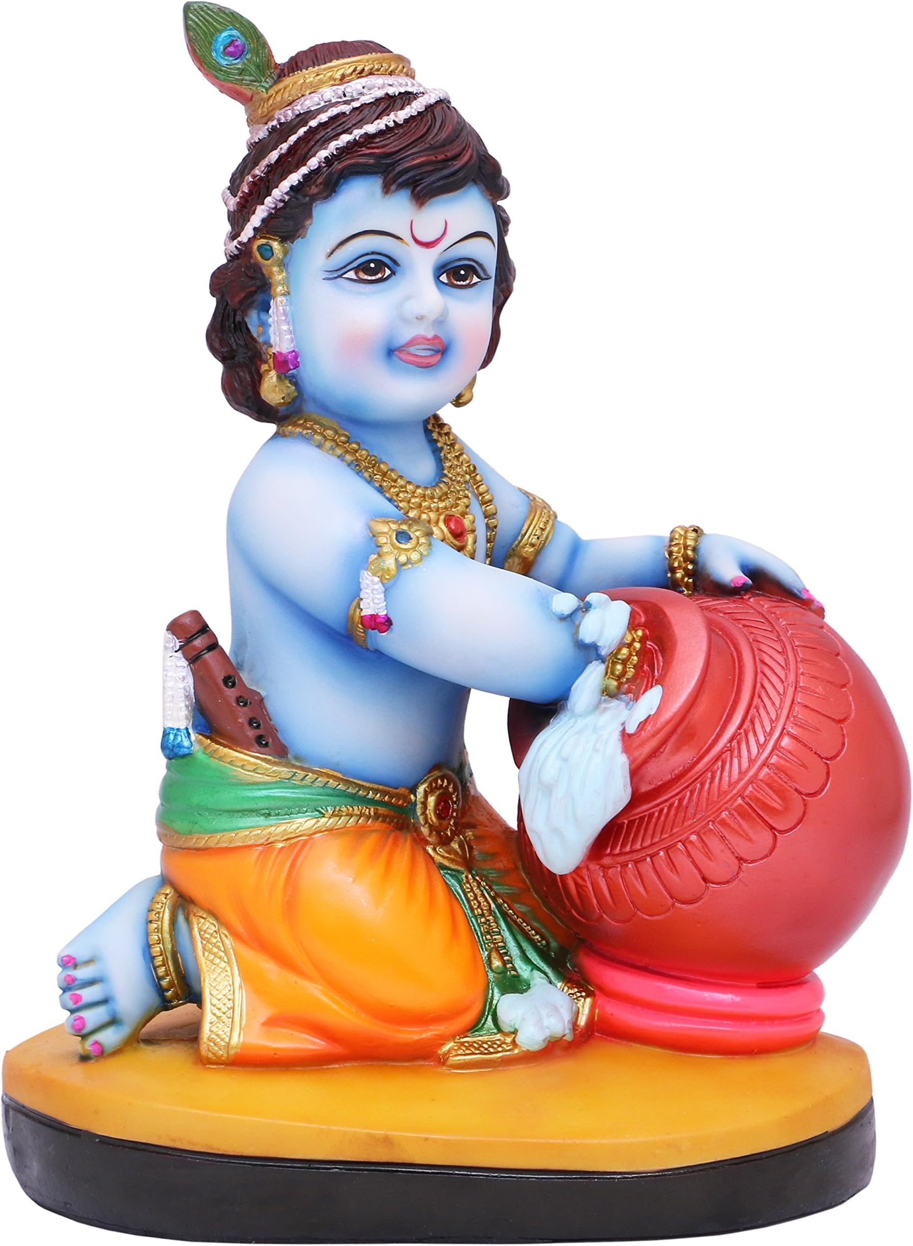 PAPILON Handmade Gold Plated Mataka Makhan Chor Spiritual Idols Decorative Puja / Vastu Showpiece Religious Pooja Gift Item & Murti For Mandir ,Temple,Home Decor & Office