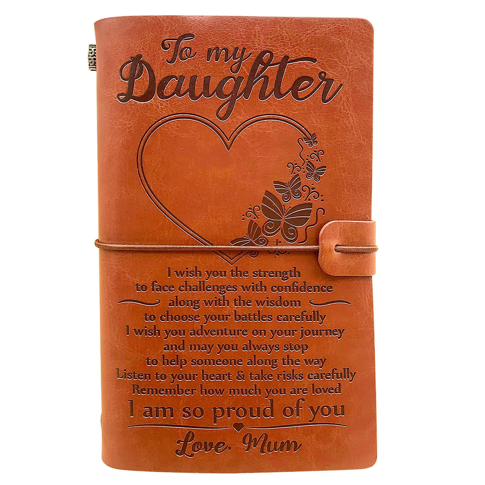 OMNIQI Leather Journals, Daughter Christmas Birthday Gifts from Mum, Diary Journal 18th Birthday Gifts for Girls, Personalised Travel Journal Notebook Graduation Gift for Daughter
